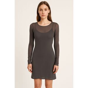 JIL SANDER Bergdorf Goodman Vintage Silk Mini Dress Grey Sz 40